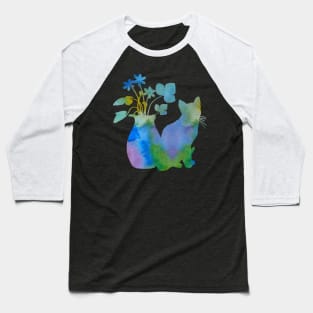 Cat and flowers Baseball T-Shirt